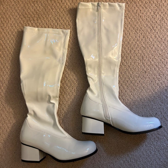 Pleaser Funtasma 70S Disco Block Heel Knee High Gogo Boots RETRO300 White Size 6 - Picture 4 of 5